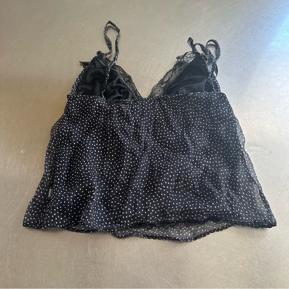 Moschino Chiffon Silk Lace BLK WHT Heart Polka Dot Bustier Cami Top XS or XSS - Picture 6 of 15
